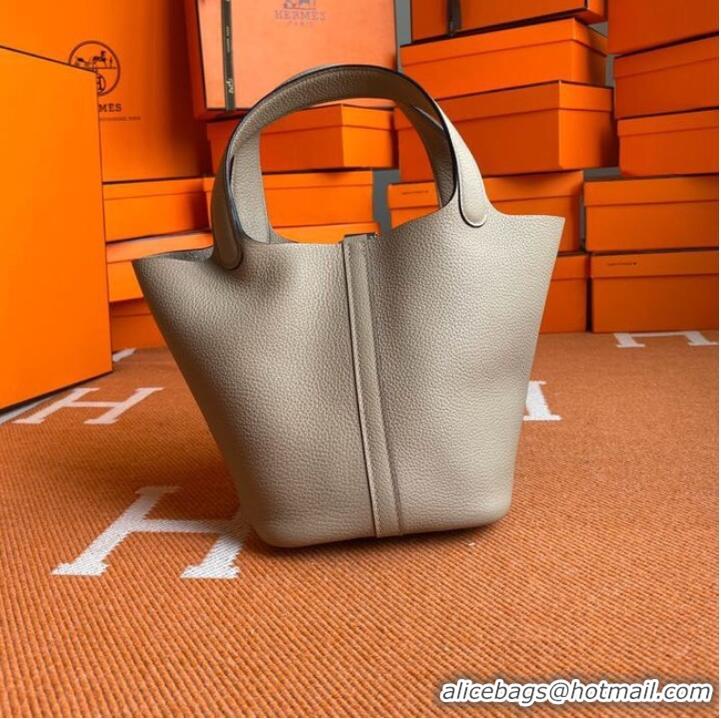 Famous Brand Hermes Picotin Lock Bags Original togo Leather PL3388 gray