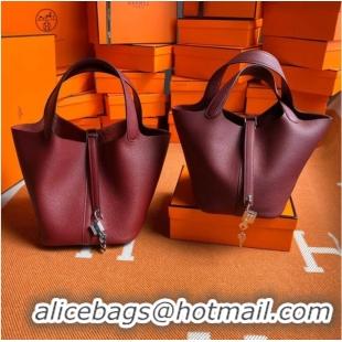 Classic Hermes Picotin Lock Bags Original togo Leather PL3388 claret