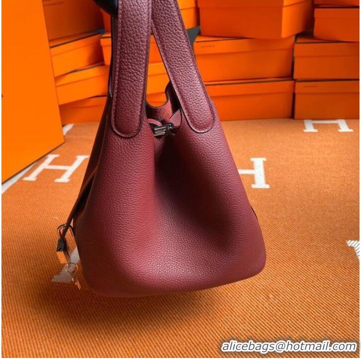 Classic Hermes Picotin Lock Bags Original togo Leather PL3388 claret