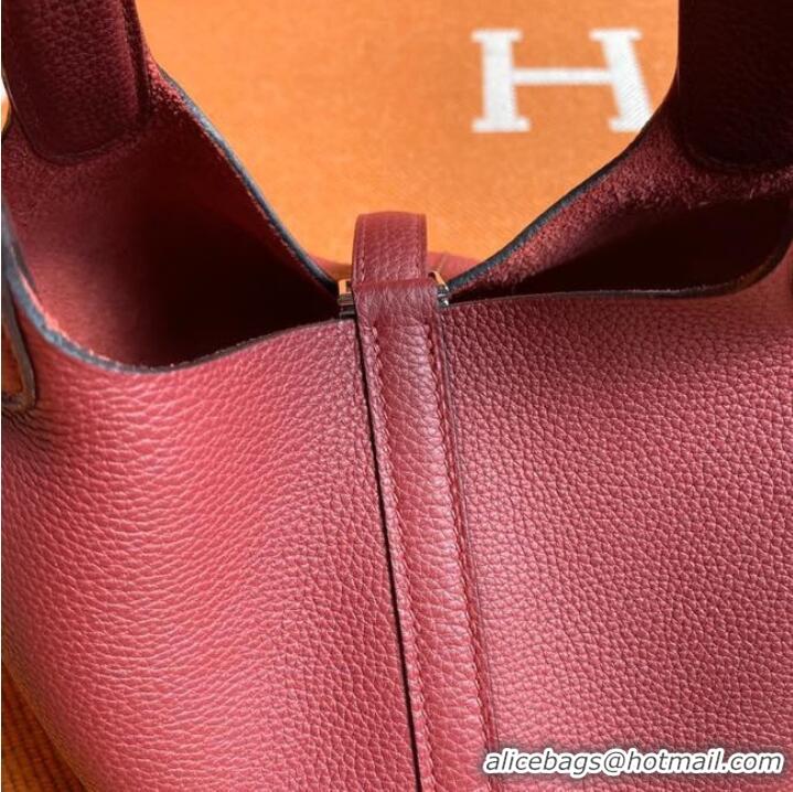 Classic Hermes Picotin Lock Bags Original togo Leather PL3388 claret