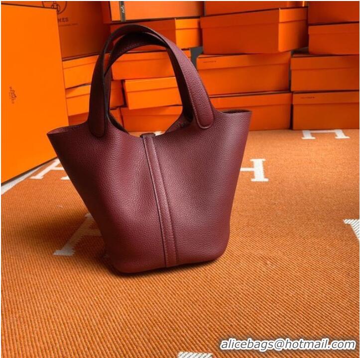 Classic Hermes Picotin Lock Bags Original togo Leather PL3388 claret