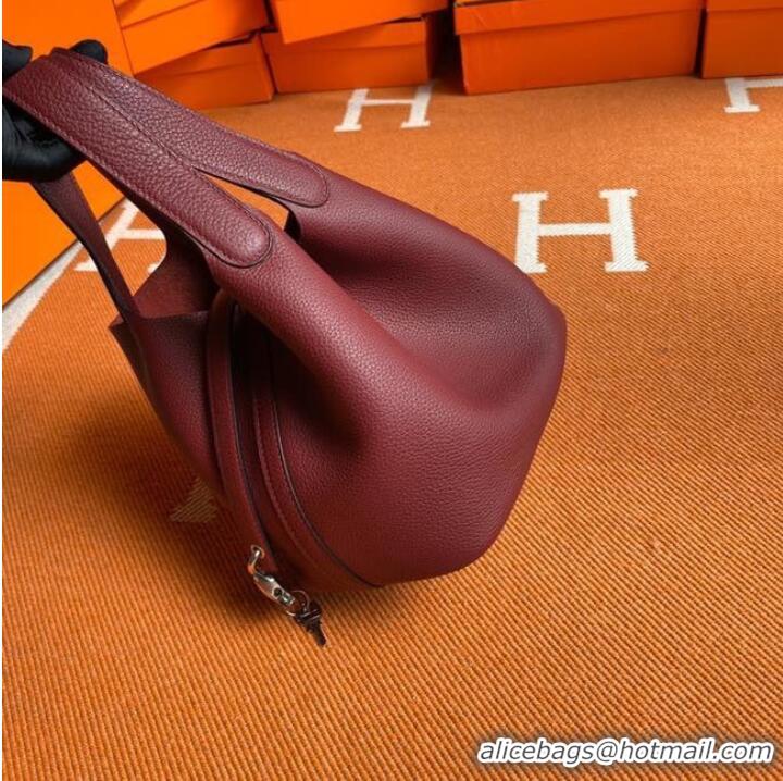 Classic Hermes Picotin Lock Bags Original togo Leather PL3388 claret