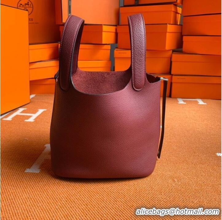 Classic Hermes Picotin Lock Bags Original togo Leather PL3388 claret