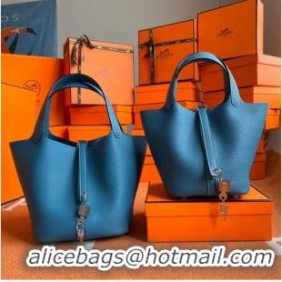 Promotional Hermes Picotin Lock Bags Original togo Leather PL3388 blue