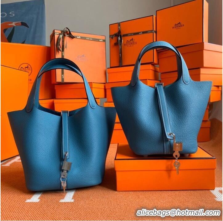 Promotional Hermes Picotin Lock Bags Original togo Leather PL3388 blue