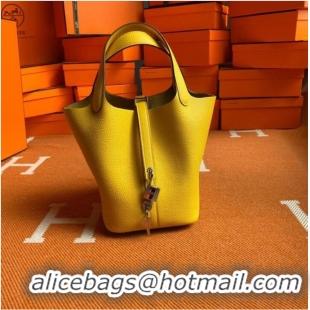 Good Quality Hermes Picotin Lock Bags Original togo Leather PL3388 lemon