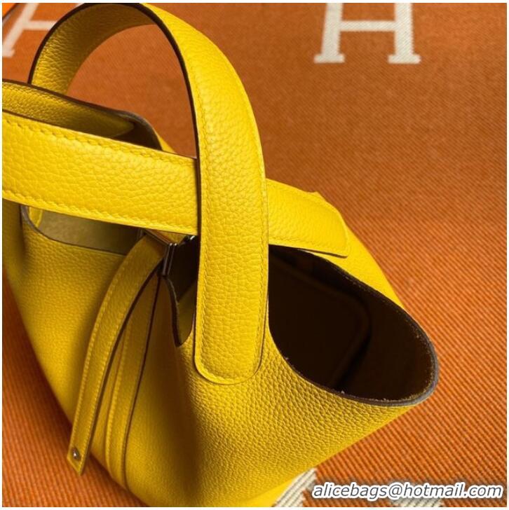 Good Quality Hermes Picotin Lock Bags Original togo Leather PL3388 lemon