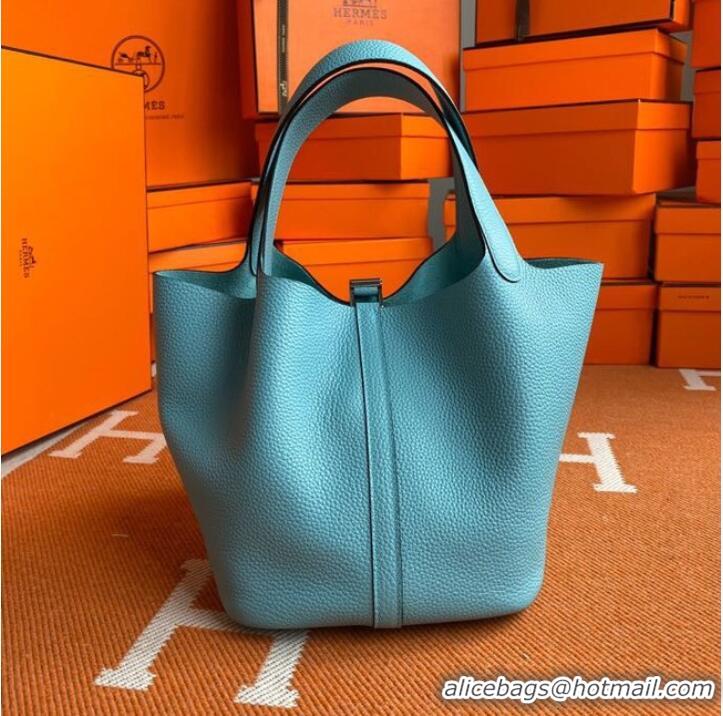 Top Quality Hermes Picotin Lock Bags Original togo Leather PL3388 sky blue