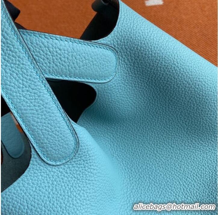 Top Quality Hermes Picotin Lock Bags Original togo Leather PL3388 sky blue