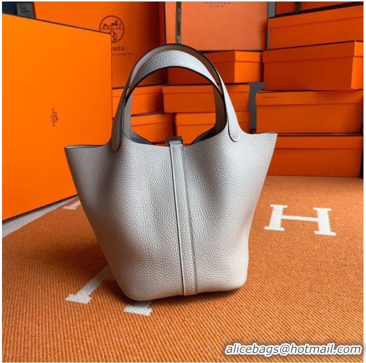 Good Product Hermes Picotin Lock Bags Original togo Leather PL3388 light gray