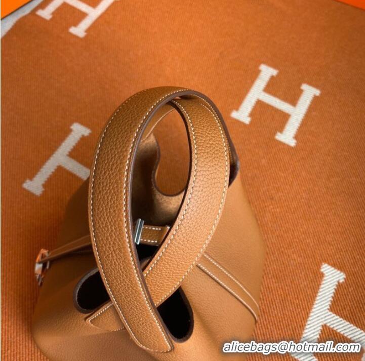 Most Popular Hermes Picotin Lock Bags Original togo Leather PL3388 brown