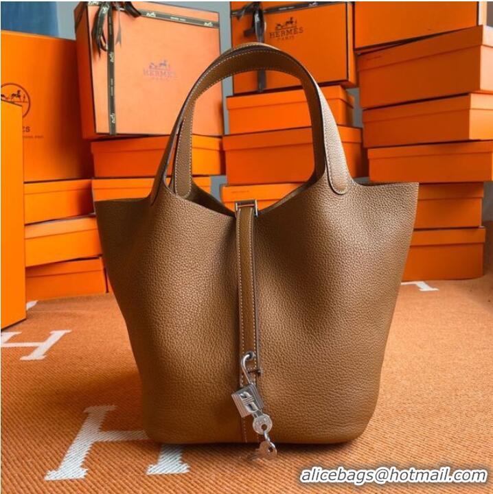 Most Popular Hermes Picotin Lock Bags Original togo Leather PL3388 brown