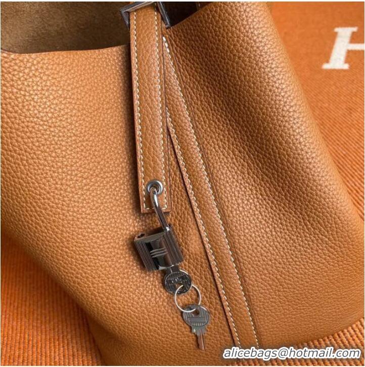 Most Popular Hermes Picotin Lock Bags Original togo Leather PL3388 brown