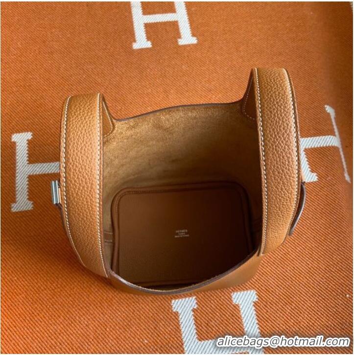 Most Popular Hermes Picotin Lock Bags Original togo Leather PL3388 brown