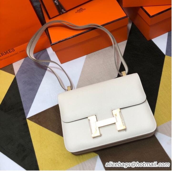 Good Quality Hermes Original Espom Leather Constance Bag 5333 white