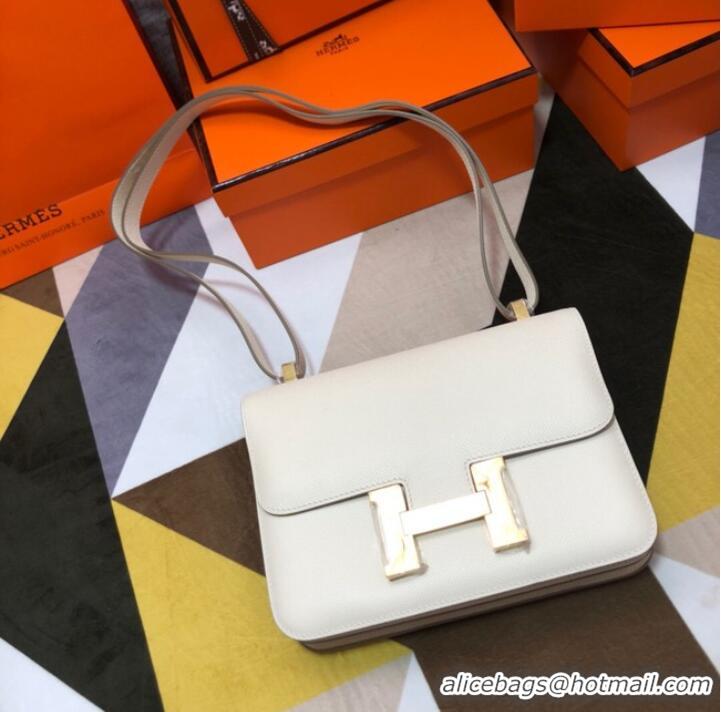 Good Quality Hermes Original Espom Leather Constance Bag 5333 white