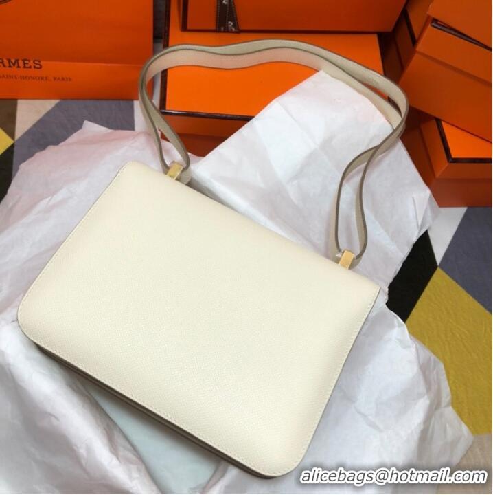 Good Quality Hermes Original Espom Leather Constance Bag 5333 white