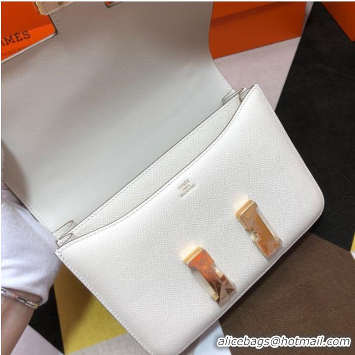 Good Quality Hermes Original Espom Leather Constance Bag 5333 white