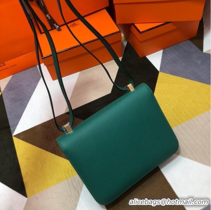 Top Quality Hermes Original Espom Leather Constance Bag 5333 blackish green