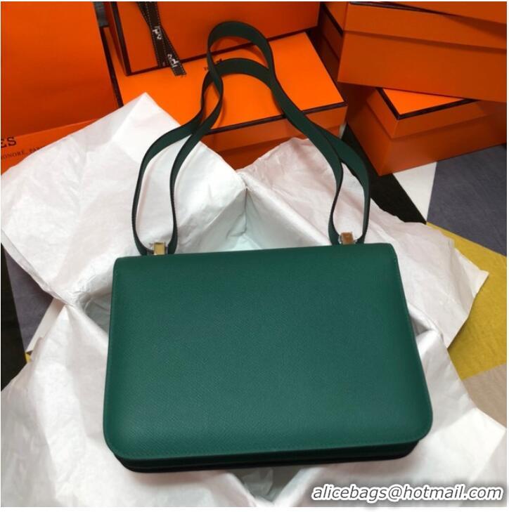 Top Quality Hermes Original Espom Leather Constance Bag 5333 blackish green