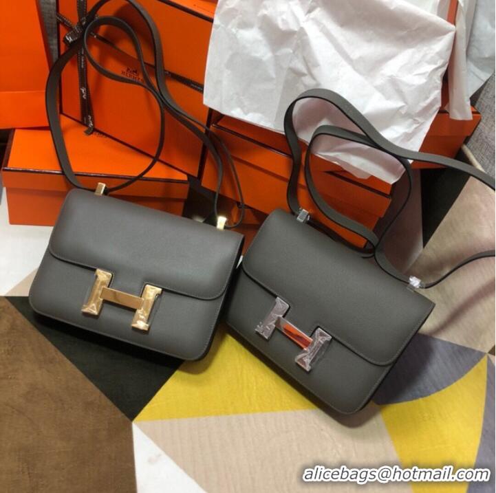 Famous Brand Hermes Original Espom Leather Constance Bag 5333 dark gray