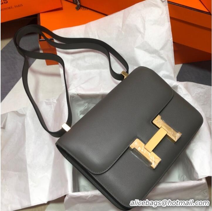 Famous Brand Hermes Original Espom Leather Constance Bag 5333 dark gray