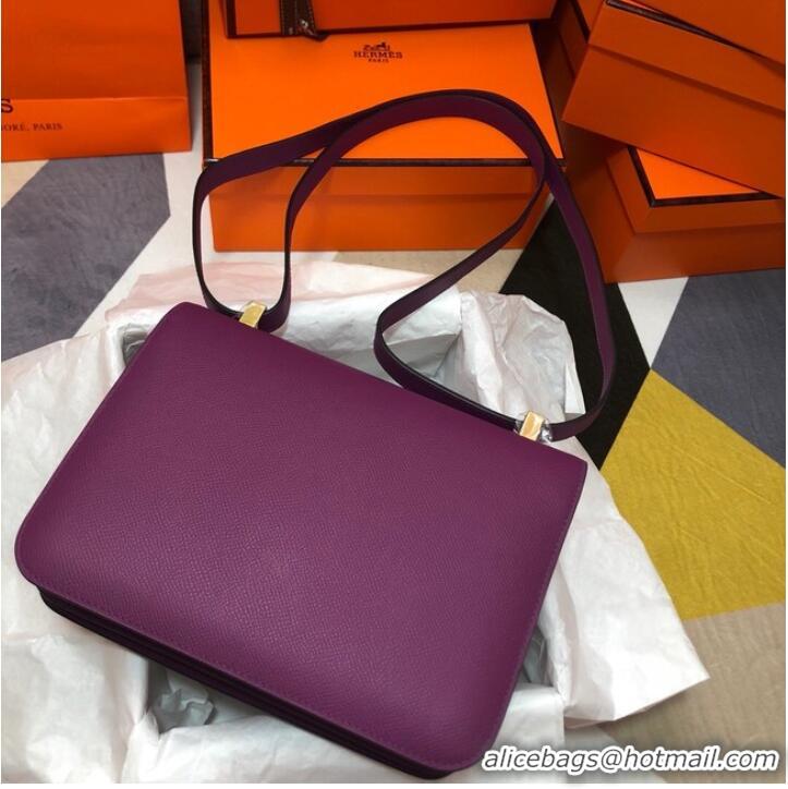 Famous Brand Hermes Original Espom Leather Constance Bag 5333 purple