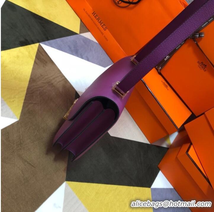 Famous Brand Hermes Original Espom Leather Constance Bag 5333 purple