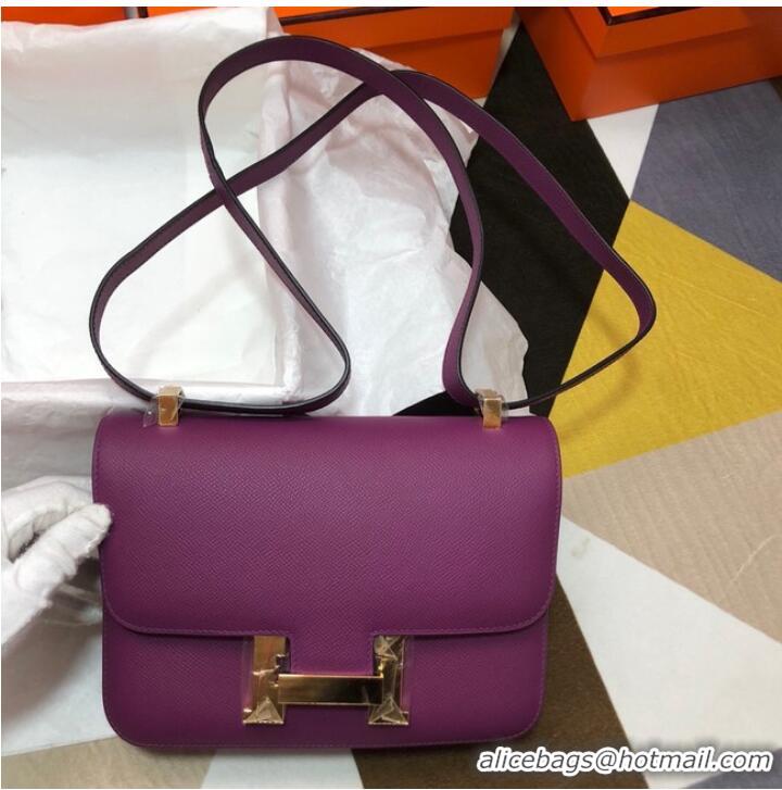 Famous Brand Hermes Original Espom Leather Constance Bag 5333 purple