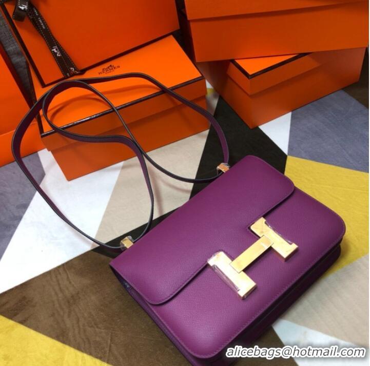 Famous Brand Hermes Original Espom Leather Constance Bag 5333 purple