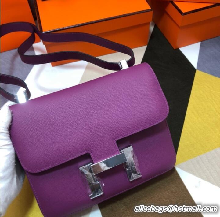 Famous Brand Hermes Original Espom Leather Constance Bag 5333 purple