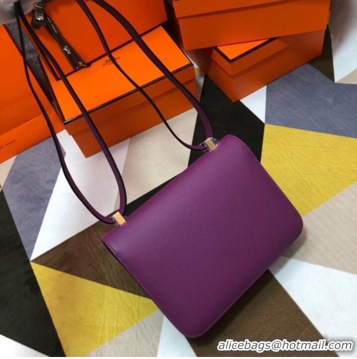 Famous Brand Hermes Original Espom Leather Constance Bag 5333 purple