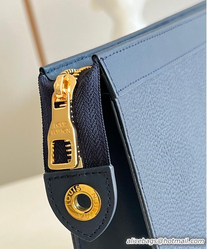 Modern Classic Louis Vuitton Monogram Drip Taurillon POCHETTE VOYAGE Denim M45961 Blue