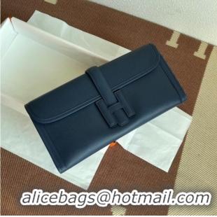 Promotional Hermes Original jige swift Leather Clutch 37088 Sapphire blue