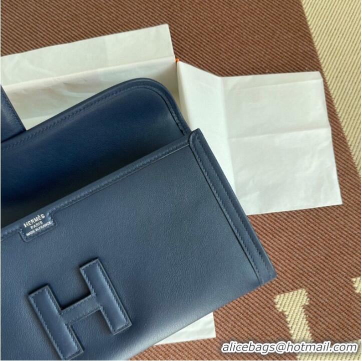 Promotional Hermes Original jige swift Leather Clutch 37088 Sapphire blue