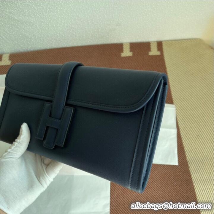 Promotional Hermes Original jige swift Leather Clutch 37088 Sapphire blue