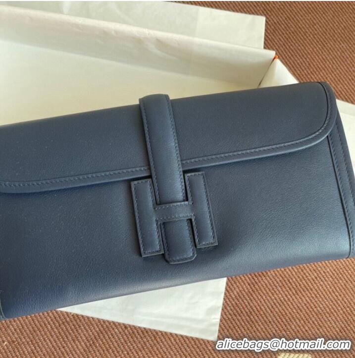 Promotional Hermes Original jige swift Leather Clutch 37088 Sapphire blue