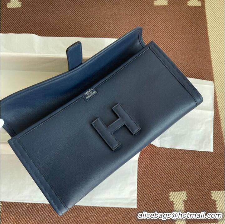 Promotional Hermes Original jige swift Leather Clutch 37088 Sapphire blue