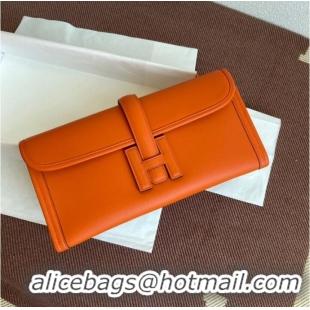 Popular Style Hermes Original jige swift Leather Clutch 37088 Orange