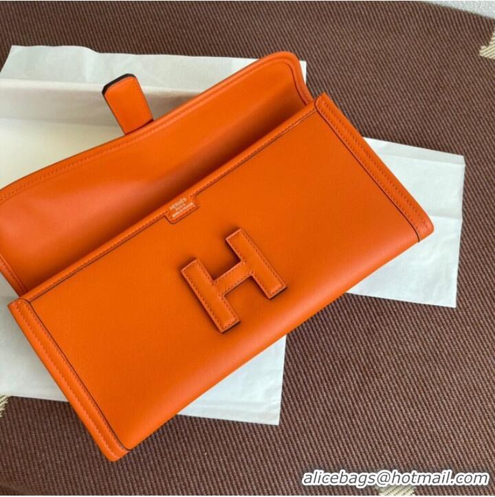 Popular Style Hermes Original jige swift Leather Clutch 37088 Orange