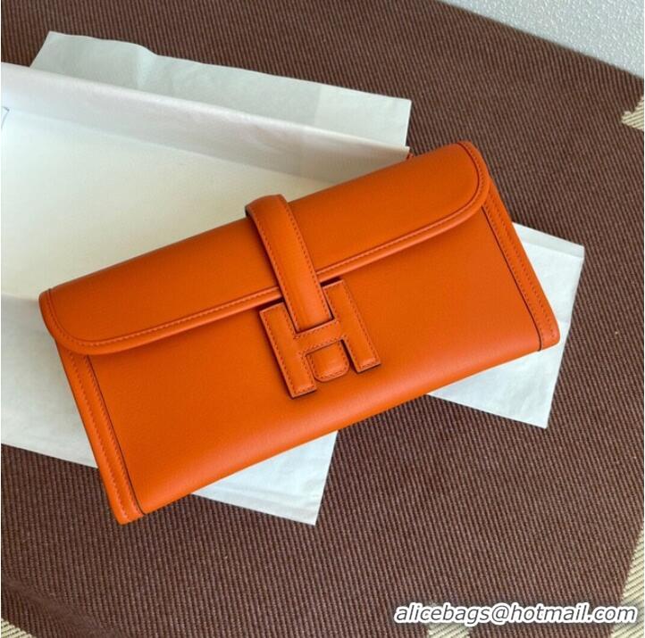 Popular Style Hermes Original jige swift Leather Clutch 37088 Orange