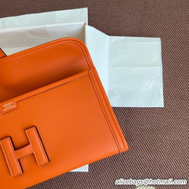 Popular Style Hermes Original jige swift Leather Clutch 37088 Orange