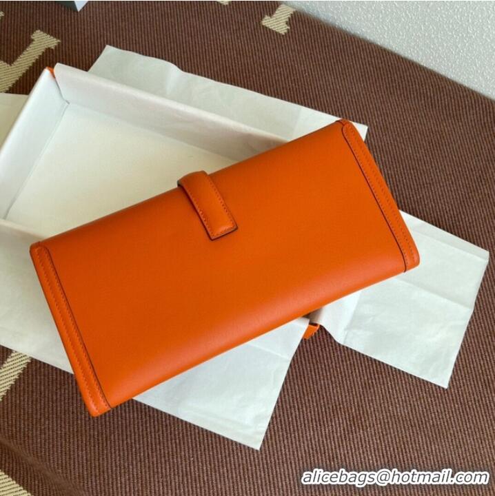 Popular Style Hermes Original jige swift Leather Clutch 37088 Orange