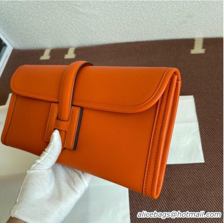 Popular Style Hermes Original jige swift Leather Clutch 37088 Orange