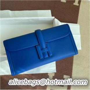 Unique Style Hermes Original jige swift Leather Clutch 37088 Electro optic blue