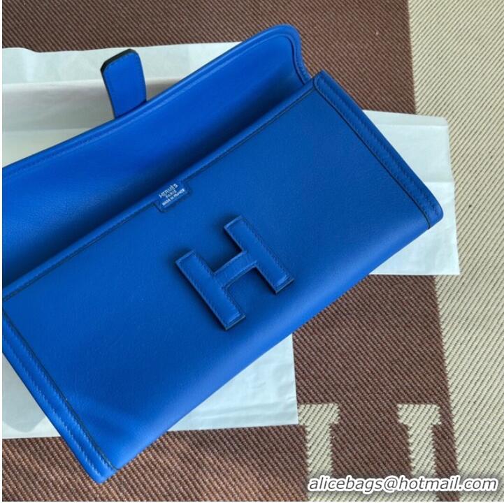 Unique Style Hermes Original jige swift Leather Clutch 37088 Electro optic blue