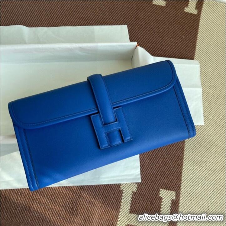 Unique Style Hermes Original jige swift Leather Clutch 37088 Electro optic blue