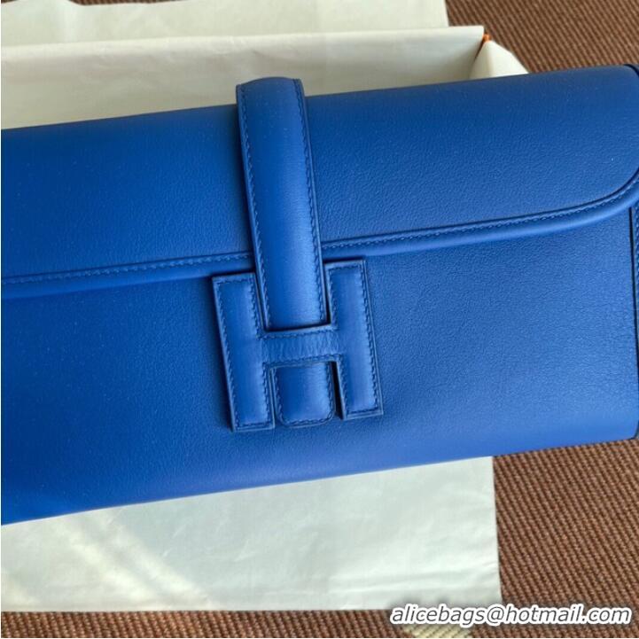 Unique Style Hermes Original jige swift Leather Clutch 37088 Electro optic blue