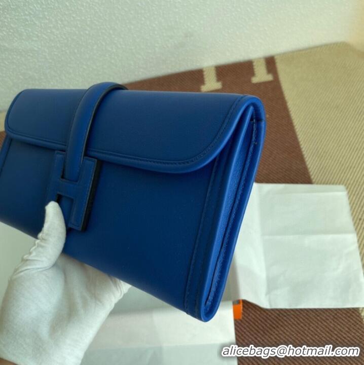 Unique Style Hermes Original jige swift Leather Clutch 37088 Electro optic blue