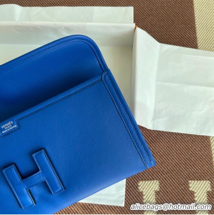 Unique Style Hermes Original jige swift Leather Clutch 37088 Electro optic blue